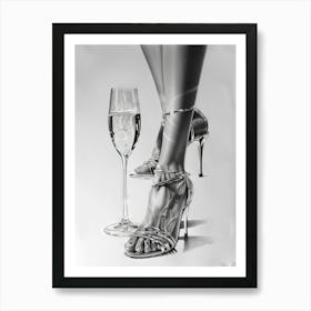 High Heels And A Glass Of Wine Art Print