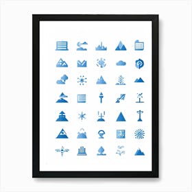 Aesthetic Vector Icons Categorized Into Severally Distinct Weather And Travel Symbols Dominating T (4) Art Print