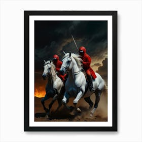 Two Knights On Horseback Art Print