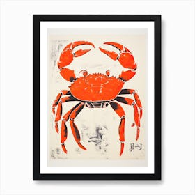 Crab, Woodblock Animal  Drawing 2 Art Print