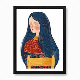 Girl With Blue Hair 13 Art Print