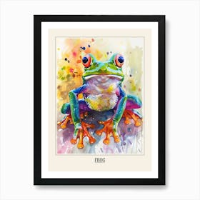 Frog Colourful Watercolour 2 Poster Art Print