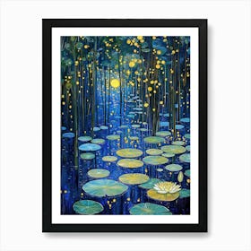 Gustav Klimt Yellow Night Water Lilies Vintage Art Print