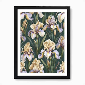 Irises on Green Poster