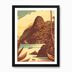 Pulau Lang Tengah Malaysia Vintage Sketch Tropical Destination Art Print