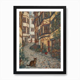 Painting Of Vienna With A Cat In The Style Of William Morris 1 Art Print