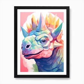 Colourful Dinosaur Triceratops 1 Art Print