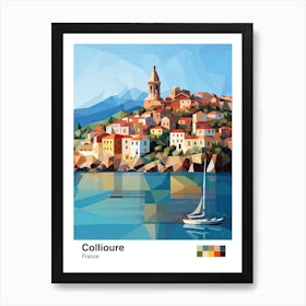 Collioure, France, Geometric Illustration 4 Poster Art Print