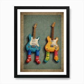 Two Guitars With Socks Art Print