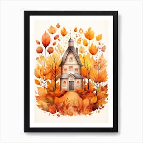 Cute Autumn Fall Scene 60 Art Print