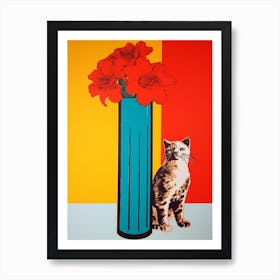 Gladoli With A Cat 4 Pop Art  Art Print