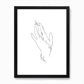 Intertwined Hand's Simple Outline Line Art Wall Print Art Print