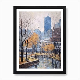 Winter City Park Painting Cheonggyecheon Park Seoul 6 Art Print