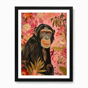 Floral Animal Painting Bonobo 4 Art Print