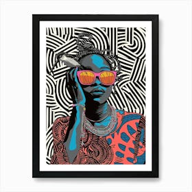 African Woman With Sunglasses 6 Art Print