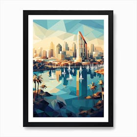 San Diego, Usa, Geometric Illustration 3 Art Print