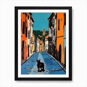 Painting Of A Rome With A Cat In The Style Of Of Pop Art 1 Art Print