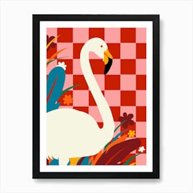 Checkers & The Great Egret Art Print