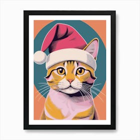 Ginger Santa Cat Art Print