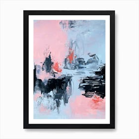 Pink And Grey Abstract 2 Art Print