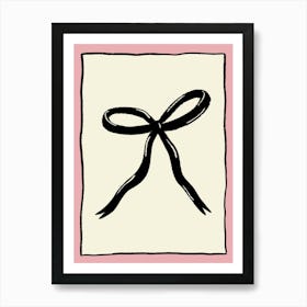 Black Bow with Pink Border Art Print