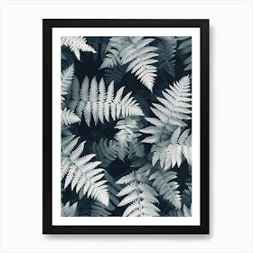 Pattern Poster Silver Lace Fern 2 Art Print