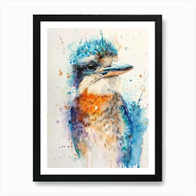 Kookaburra Colourful Watercolour 3 Art Print