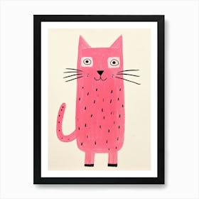 Pink Polka Dot Cat 5 Art Print