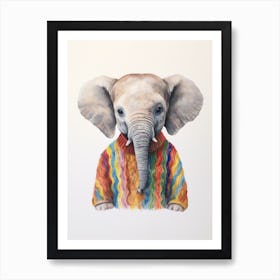 Baby Animal Wearing Sweater Elephant 3 Art Print