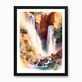 Ouzoud Falls, Morocco Water Colour  (3) Art Print