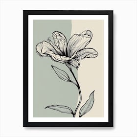 Lilies Line Art Flowers Illustration Neutral 18 Art Print