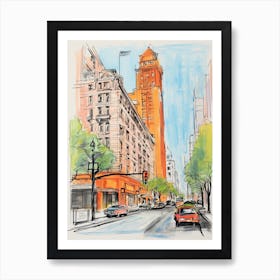 The Langham, Chicago   Chicago, Illinois  Resort Storybook Illustration 1 Art Print