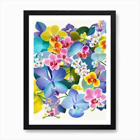 Orchids 3 Modern Colourful Flower Art Print