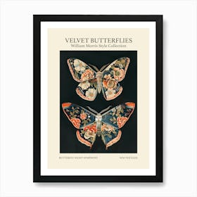 Velvet Butterflies Collection Butterfly Night Symphony William Morris Style 2 Art Print