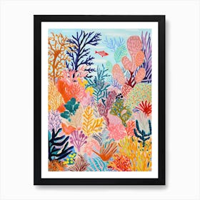 Coral Beach, Australia, Matisse And Rousseau Style 3 Art Print