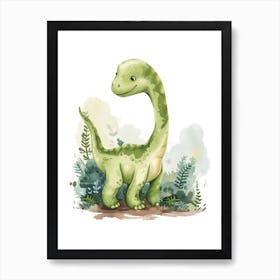 Watercolour Of A Edmontosaurus Dinosaur 4 Art Print