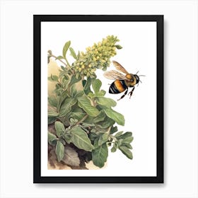 Rusty Patched Bumble Bee Beehive Watercolour Illustration 1 Art Print