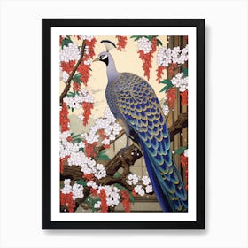 Fuji Wisteria And Bird 2 Vintage Japanese Botanical Art Print