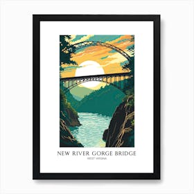 New River Gorge Bridge, West Virgina Colourful 2 Travel Poster Art Print