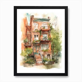 Williamsburg Brooklyn Neighborhood, Watercolour 2 Art Print