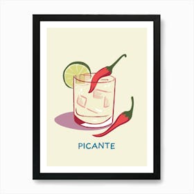 Picante Cocktail Wall Art Drinks Print Pink And Green Colourful Fun Bar Art Print