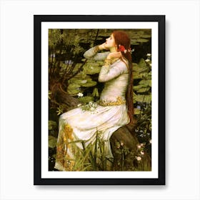 Ophelia by John William Waterhouse - Mythological Goddess Witchy Art Print Waterhouse's Vintage Oil Painting Beautiful Woman Famous Pre-Raphaelite 19th Century Maiden Art Print