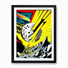 Asteroid Mining Bright Comic Space Art Print