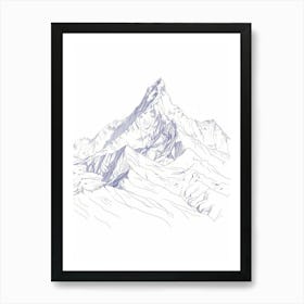 Makalu Nepal China Line Drawing 2 Art Print