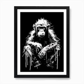 Thinker Monkey Grunge Graffiti Style 1 Art Print