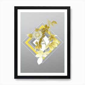 Botanical Big Flowered Dog Rose in Yellow and Gray Gradient n.326 Art Print