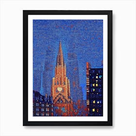 Manchester, City Us  Pointillism Art Print