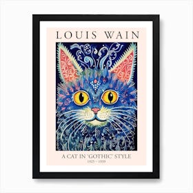 Louis Wain, A Cat In Gothic Style, Blue Cat Poster 9 Art Print