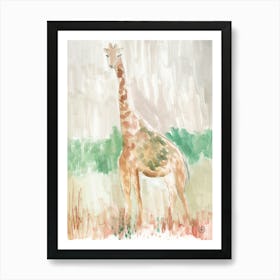 Watercolor Giraffe In Beige - animal vertical nature kids room children nursery Art Print