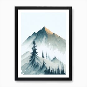 Mountain And Forest In Minimalist Watercolor Vertical Composition 104 Art Print